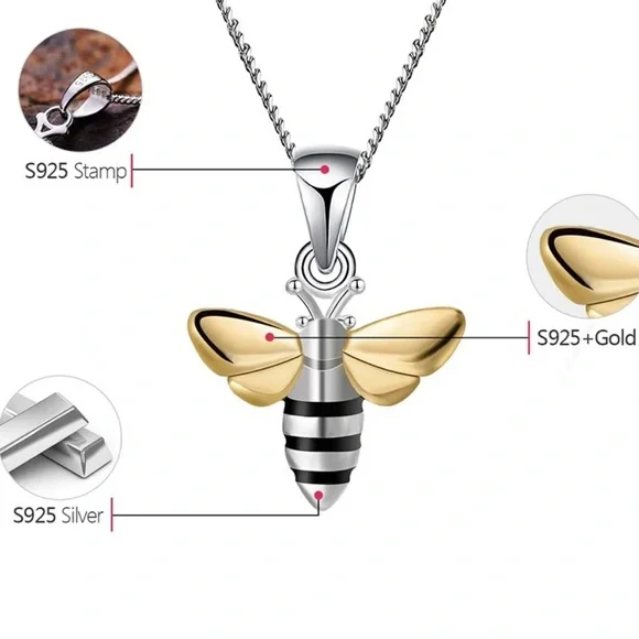 Artisan Handmade 925 Silver Bee The Zehuva Necklace - Picture 6 of 7